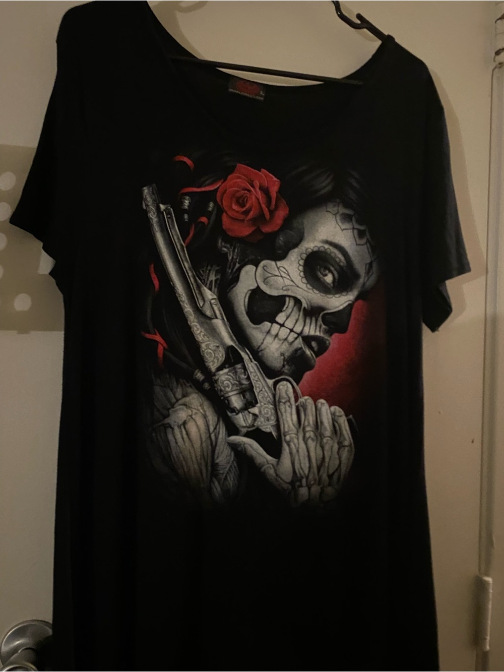 Black Graphic Day of the Dead Skull Print Men’s T-Shirt